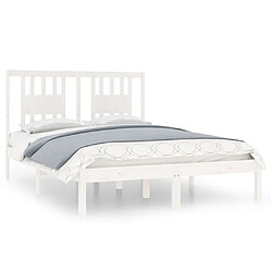 vidaXL Cadre de lit sans matelas blanc bois massif