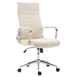 Decoshop26 Fauteuil de bureau en tissu crème avec assise rembourrée pivotant BUR10237