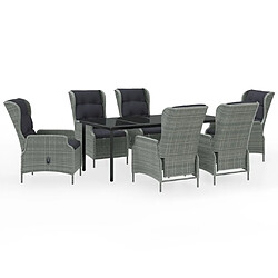 vidaXL Ensemble de salle à manger de jardin 7 pcs Gris clair