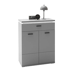 Pegane Commode, meuble de rangement coloris gris arctique - Longueur 76 x Hauteur 98 x Profondeur 38 cm pas cher