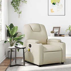 vidaXL Fauteuil inclinable de massage Crème Similicuir