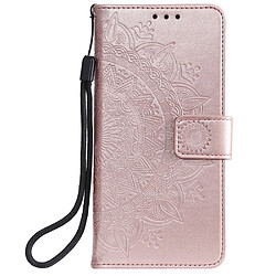 Etui en PU empreinte fleur avec support or rose pour votre Samsung Galaxy M31