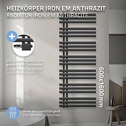 Acheter LuxeBath Radiateur sèche-serviettes anthracite raccordement universel 600 x 1600 mm