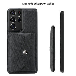 Coque en TPU + PU Peau à absorption magnétique mobile noir pour votre Samsung Galaxy S21 Ultra 5G