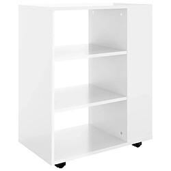 vidaXL Armoire à roulettes Blanc brillant 60x35x75cm Bois d’ingénierie