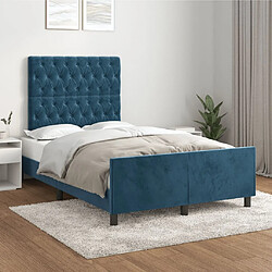 Maison Chic Lit adulte - Cadre Structure de lit avec tête de lit Contemporain Bleu foncé 120x200 cm Velours -MN22640