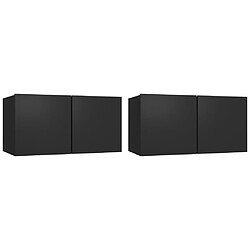 vidaXL Meubles TV suspendus 2 pcs Noir 60x30x30 cm