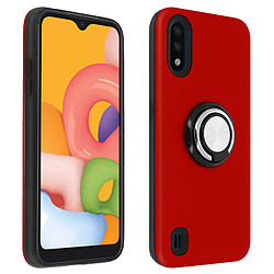 Avizar Coque Samsung Galaxy A01 Antichoc Bague Maintien Support Vidéo Rouge