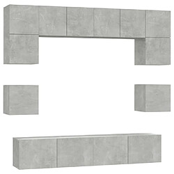 Maison Chic Ensemble de meubles TV 8 pcs | Banc TV Moderne pour salon | Meuble de Rangement - Gris béton Bois d'ingénierie -MN21513