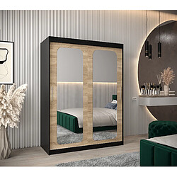 Abiks Meble Armoire PROMO T3 À Portes Coulissantes 200/150/62 2 Portes (Noir/Sonoma)