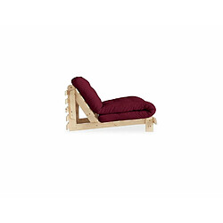 Avis Inside 75 Fauteuil convertible futon ROOTS pin naturel coloris bordeaux couchage 90 x 200 cm.