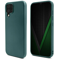 Moozy Lifestyle. Coque conçue pour Samsung A12, vert foncé – Coque légère en silicone liquide avec finition mate et doublure en microfibre douce, coque en silicone de qualité supérieure