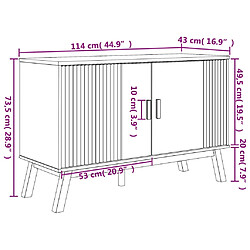 vidaXL Buffet OLDEN blanc et marron 114x43x73,5 cm bois massif de pin pas cher