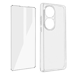 Avizar Coque Huawei P50 Pro Silicone Souple Film Verre Trempé 9H transparent