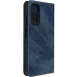 Avizar Étui Redmi Note 11/Note 11s Tissu Denim Porte-carte Support Vidéo Bleu