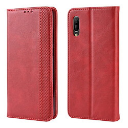 Wewoo Housse Coque Boucle magnétique rétro Crazy Horse Texture en cuir à rabat horizontal pour Huawei Y6 Pro 2019avec support et fentes cartes et cadre photo rouge