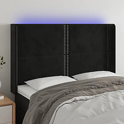 vidaXL Tête de lit à LED Noir 147x16x118/128 cm Velours