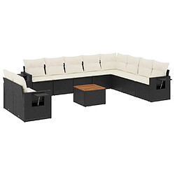 Maison Chic Salon de jardin 11 pcs avec coussins, Ensemble Tables et chaises d'extérieur noir résine tressée -GKD230156