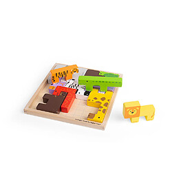 Bigjigs Toys Puzzle de blocs d'animaux en bois pas cher