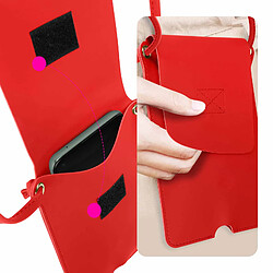 Acheter Avizar Pochette Bandoulière Smartphone avec Rangement carte Simili cuir Rouge