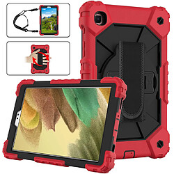 Coque en TPU + Silicone Couleur de contraste de conception avec béquille en dragonne rouge/noir pour votre Samsung Galaxy Tab A7 Lite 8.7 pouces T225/T220 (2021)