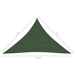 vidaXL Voile d'ombrage 160 g/m² Vert foncé 3x3x4,2 m PEHD pas cher