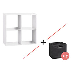 Five Simply Smart Étagère 4 cases Mix N' Modul Blanc + 4 boîtes anthracite - Five