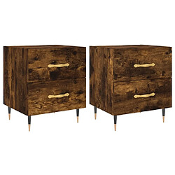 Maison Chic Lot de 2 Tables de chevet - Tables de Nuit chêne fumé 40x35x47,5cm bois d’ingénierie