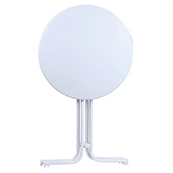 Pegane Table haute ronde en polyéthylène et acier coloris blanc - Diamètre 80 x hauteur 107 cm