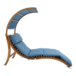 AXI chaise longue de jardin Salina en bois | Lit de jardin avec toit & coussin pour le jardin | Bain de soleil individuelle avec toit solaire résistant aux intempéries en bleu