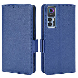 Etui en PU texture litchi, double fermoir magnétique avec support, bleu foncé pour votre TCL 30 4G/5G/TCL 30 +