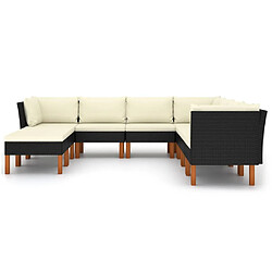 Avis Maison Chic Salon de jardin 9 pcs + coussins - Mobilier/Meubles de jardin - Table et chaises d'extérieur Résine tressée Noir -MN54220