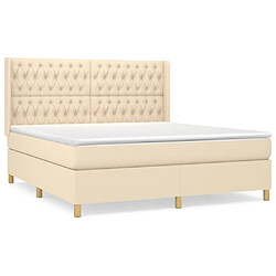 Maison Chic Lit adulte- Lit + matelas,Sommier à lattes de lit avec matelas Crème 180x200 cm Tissu -GKD88669 