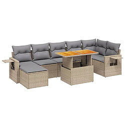 vidaXL Salon de jardin avec coussins 8 pcs beige résine tressée