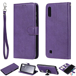 Wewoo Housse Coque Pour Galaxy M10 Étui de protection à rabat horizontal de couleur unie avec support et fentes cartes et portefeuille et cadre photo et lanière violet