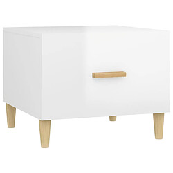 Maison Chic Table basse,Table Console Table d'appoint, Table pour salon Blanc brillant 50x50x40 cm Bois d'ingénierie -MN55621