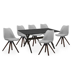 Vente-Unique Table à manger 6 personnes en MDF et hêtre - Anthracite et naturel foncé - SERANI pas cher