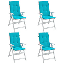 Avis vidaXL Coussins de chaise à dossier haut lot de 4 turquoise tissu