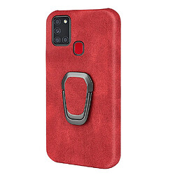 Coque en TPU + PU anti-rayures avec béquille à anneau rotatif rouge pour votre Samsung Galaxy A21s