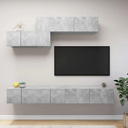 Maison Chic Ensemble de meubles TV 6 pcs | Banc TV Moderne pour salon | Meuble de Rangement - Gris béton Aggloméré -MN93477