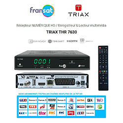 Terminal Décodeur Récepteur Numérique HD FRANSAT TRIAX THR 7630 - Carte FRANSAT Incluse, Enregistreur Lecteur multimédia, Fonction Timeshift