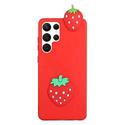 Coque en silicone antichoc, anti-rayures, motif 3D fraise pour votre Samsung Galaxy S22 Ultra 5G