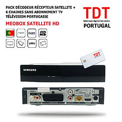 Pack Décodeur Récepteur Satellite MeoBox HD Télévision Portugaise Par SAT + 6 Chaines, HD, Sans Abonnement TV, Digitale