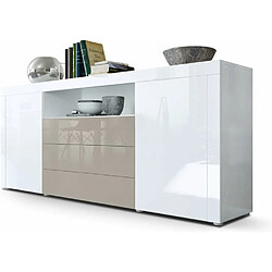 Mpc Buffet Laqué Blanc Et Gris Sable 72 X 167 X 35 Cm