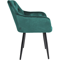 Avis Decoshop26 Chaise de salle à manger avec coutures décoratives en velours vert foncé et pieds en métal noir 10_0002118