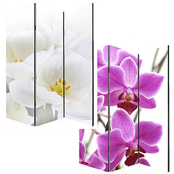 Decoshop26 Paravent 3 panneaux pans séparateur de pièce 180x120cm motif orchidée PAR04001