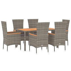 Avis Maison Chic Mobilier à dîner 7 pcs de jardin avec coussins - Ensemble table et chaises d'extérieur - Salon/Mobilier de jardin classique gris rotin -MN34390