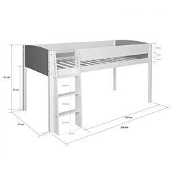 Homestyle4U Lit mezzanine pour enfant avec échelle