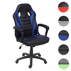 Mendler Chaise de bureau HWC-F59, chaise pivotante, chaise racing et gaming, similicuir ~ noir-bleu