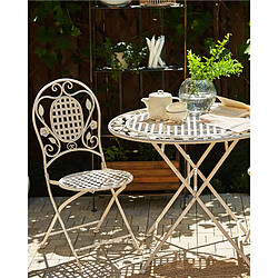 Beliani Chaise de jardin BIVIO Métal Blanc cassé